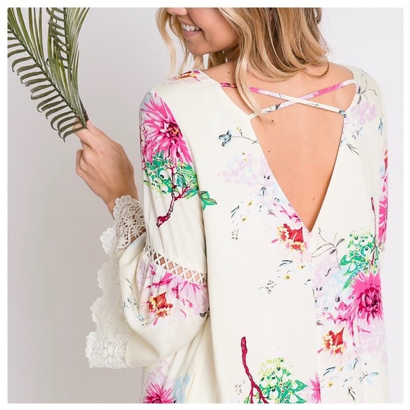 Margo Lace and Crochet Floral Shift Dress - Picture 6 of 8